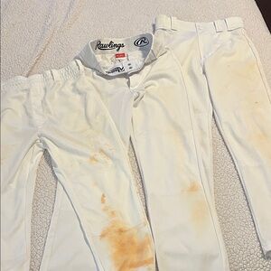 Rawlings Kids Large White Baseball Pants